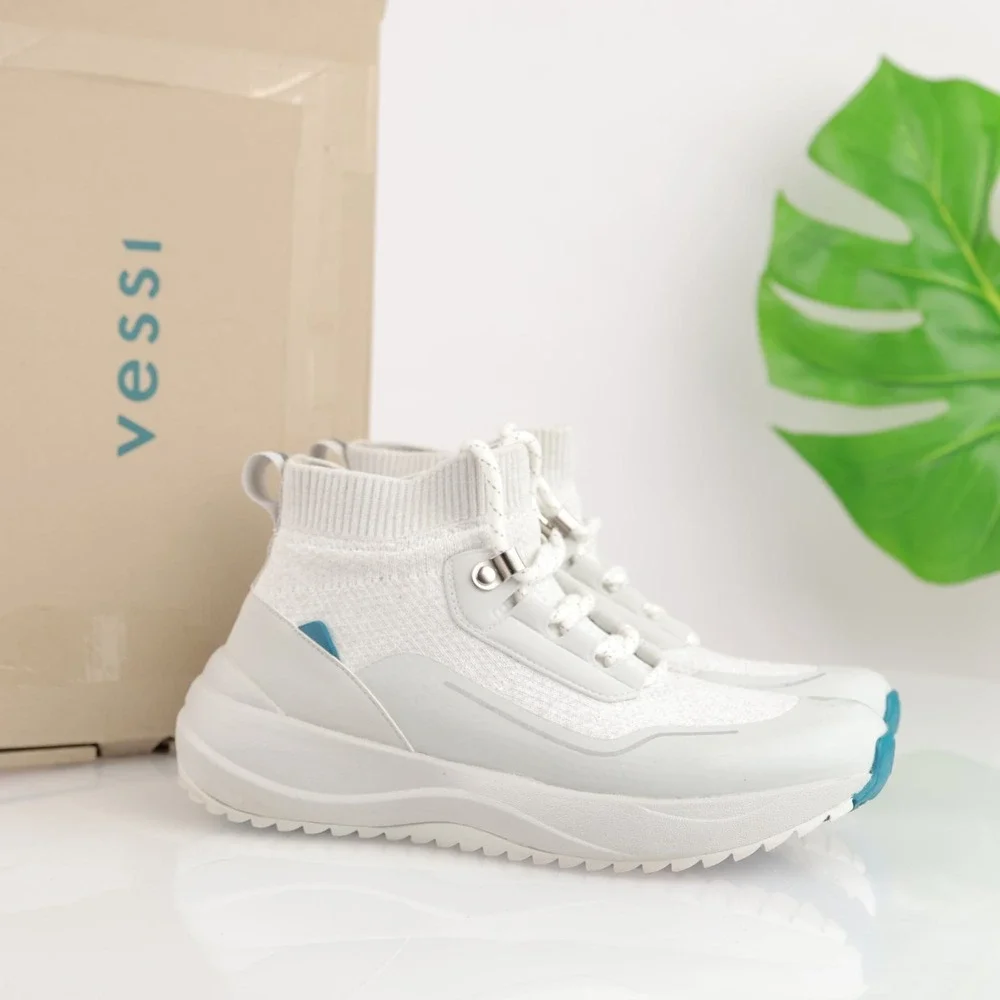 Vessi Womens Stormburst High Top Sneakers Size 6 Waterproof White Lace Up Shoes